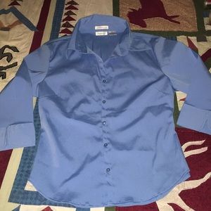 NWOT Charlotte Russe No Wrinkle! Stretch Button down Dress shirt Carolina blue